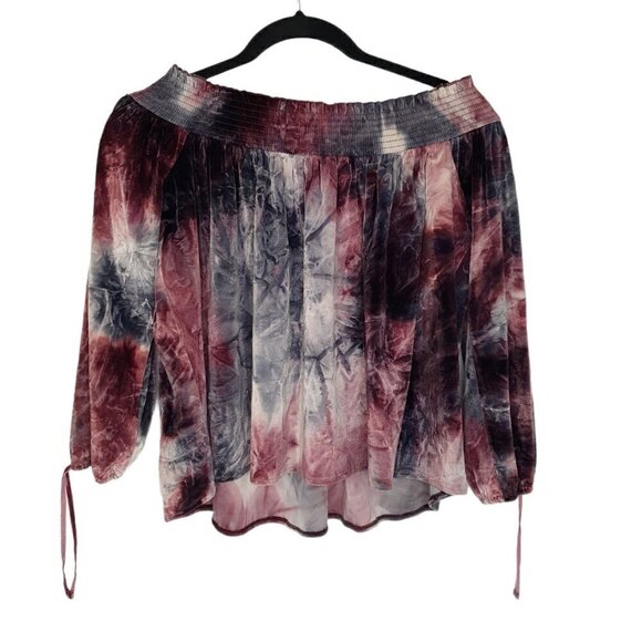 American Eagle AEO Tie Dye Crushed Velvet Smocked Crop Top Boho Size Small - Picture 1 of 5